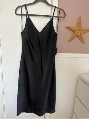 Express Black Midi Slip Dress, Little Black Dress